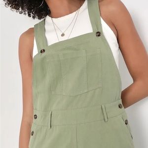 My Favorite Feeling Olive Green Twill Overalls lulus size xl